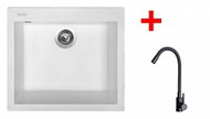 Sinks Cube 560 Milk + Elasta Matt Black - Kitchen Sink and Tap Set