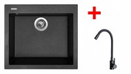 Sinks Cube 560 Granblack + Elasta Matt Black - Kitchen Sink and Tap Set