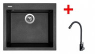 Sinks Cube 560 Metalblack + Elasta Matt Black - Kitchen Sink and Tap Set