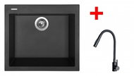 Sinks Cube 560 Pureblack + Elasta S Matt Black - Kitchen Sink and Tap Set