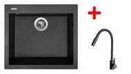 Sinks Cube 560 Granblack + Elasta S Matt Black - Kitchen Sink and Tap Set
