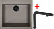 Sinks Cube 560 Bl Nanotruffle + Comforta Nanoblack - Kitchen Sink and Tap Set
