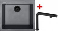 Sinks Cube 560 Bl Nanogrey + Comforta Nanoblack - Kitchen Sink and Tap Set