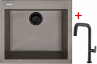 Sinks Cube 560 Bl Nanotruffle + Eva P Nanoblack - Kitchen Sink and Tap Set