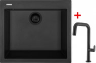 Sinks Cube 560 Bl Nanoblack + Eva P Nanoblack - Kitchen Sink and Tap Set