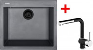 Sinks Cube 560 Bl Nanogrey + Mix 3 P Nanoblack - Kitchen Sink and Tap Set