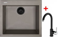 Sinks Cube 560 Bl Nanotruffle + Mix 35 Nanoblack - Kitchen Sink and Tap Set
