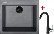 Sinks Cube 560 BL Nanogrey + Mix 35 Nanoblack - Kitchen Sink and Tap Set