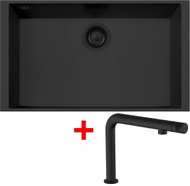 Sinks Cube 690u Bl Nanoblack + Comforta Nanoblack - Kitchen Sink and Tap Set