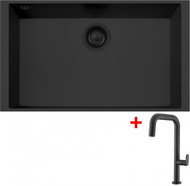 Sinks Cube 690u Bl Nanoblack + Eva P Nanoblack - Kitchen Sink and Tap Set