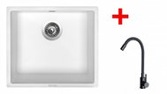 Sinks Frame 457 Milk + Elasta Matt Black - Kitchen Sink and Tap Set
