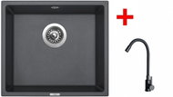 Sinks Frame 457 Titanium + Elasta Matt Black - Kitchen Sink and Tap Set
