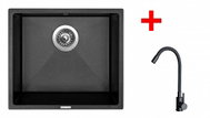 Sinks Frame 457 Metalblack + Elasta Matt Black - Kitchen Sink and Tap Set