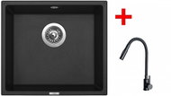 Sinks Frame 457 Pureblack + Elasta S Matt Black - Kitchen Sink and Tap Set