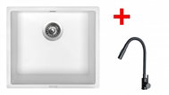 Sinks Frame 457 Milk + Elasta S Black Matt - Kitchen Sink and Tap Set