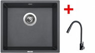 Sinks Frame 457 Titanium + Elasta S Black Matt - Kitchen Sink and Tap Set