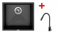 Sinks Frame 457 Metalblack + Elasta S Matt Black - Kitchen Sink and Tap Set