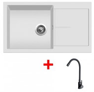 Sinks Infinity 860 Milk + Elasta Matt Black - Kitchen Sink and Tap Set