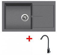 Sinks Infinity 860 Titanium + Elasta Matt Black - Kitchen Sink and Tap Set