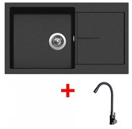 Sinks Infinity 860 Metalblack + Elasta Matt Black - Kitchen Sink and Tap Set