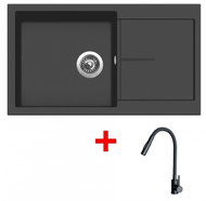 Sinks Infinity 860 Pureblack + Elasta S Matt Black - Kitchen Sink and Tap Set
