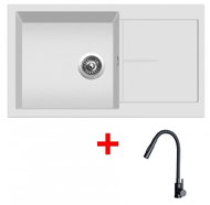 Sinks Infinity 860 Milk + Elasta S Matt Black - Kitchen Sink and Tap Set