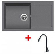 Sinks Infinity 860 Titanium + Elasta S Matt Black - Kitchen Sink and Tap Set