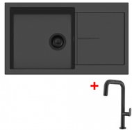 Sinks Infinity 860 Bl Nanoblack + Eva P Nanoblack - Kitchen Sink and Tap Set