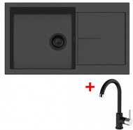 Sinks Infinity 860 Bl Nanoblack + Mix 35 Nanoblack - Kitchen Sink and Tap Set