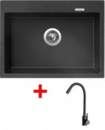 Sinks Maximo 680 Metalblack + Elasta Matt Black - Kitchen Sink and Tap Set
