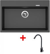 Sinks Maximo 780 Metalblack + Elasta Matt Black - Kitchen Sink and Tap Set