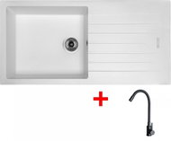 Sinks Perfecto 1000 Milk + Elasta Matt Black - Kitchen Sink and Tap Set