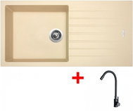 Sinks Perfecto 1000 Sahara + Elasta Matt Black - Kitchen Sink and Tap Set