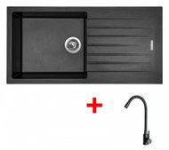 Sinks Perfecto 1000 Metalblack + Elasta Matt Black - Kitchen Sink and Tap Set