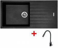 Sinks Perfecto 1000 Pureblack + Elasta S Matt Black - Kitchen Sink and Tap Set