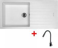Sinks Perfecto 1000 Milk + Elasta S Matt Black - Kitchen Sink and Tap Set