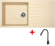 Sinks Perfecto 1000 Sahara + Elasta S Matt Black - Kitchen Sink and Tap Set
