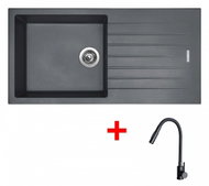 Sinks Perfecto 1000 Titanium + Elasta S Matt Black - Kitchen Sink and Tap Set