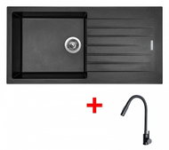 Sinks Perfecto 1000 Metalblack + Elasta S Matt Black - Kitchen Sink and Tap Set