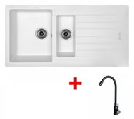 Sinks Perfecto 1000.1 Milk + Elasta Matt Black - Kitchen Sink and Tap Set