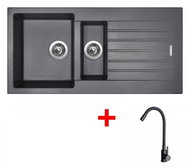 Sinks Perfecto 1000.1 Titanium + Elasta Black Matt - Kitchen Sink and Tap Set