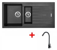 Sinks Perfecto 1000.1 Metalblack + Elasta Matt Black - Kitchen Sink and Tap Set