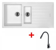 Sinks Perfecto 1000.1 Milk + Elasta S Matt Black - Kitchen Sink and Tap Set