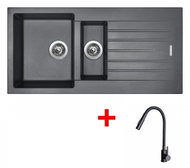 Sinks Perfecto 1000.1 Titanium + Elasta S Matt Black - Kitchen Sink and Tap Set
