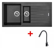 Sinks Perfecto 1000.1 Metalblack + Elasta S Matt Black - Kitchen Sink and Tap Set