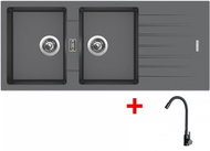 Sinks Perfecto 1160 Duo Titanium + Elasta Matt Black - Kitchen Sink and Tap Set