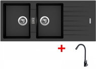Sinks Perfecto 1160 Duo Metalblack + Elasta Matt Black - Kitchen Sink and Tap Set