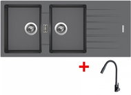 Sinks Perfecto 1160 Duo Titanium + Elasta S Matt Black - Kitchen Sink and Tap Set