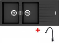 Sinks Perfecto 1160 Duo Metalblack + Elasta S Matt Black - Kitchen Sink and Tap Set