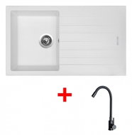 Sinks Perfecto 860 Milk + Elasta Matt Black - Kitchen Sink and Tap Set